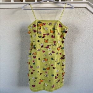 Anthropologie Maeve 3D Butterfly Dress - Lime Green
